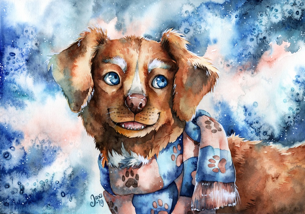 Print - Dog with a Scarf
